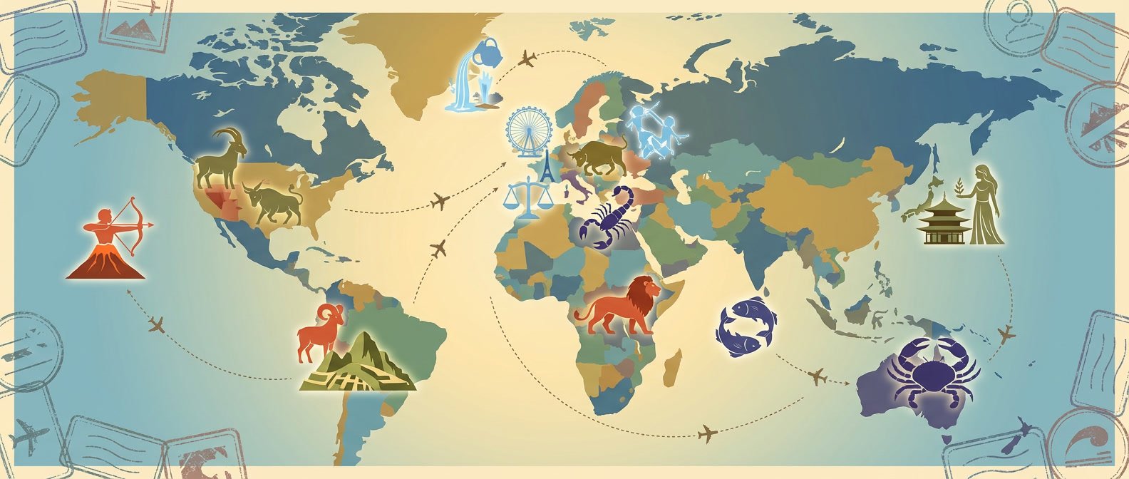 Zodiac signs best travel destinations 2026 world map astrology guide