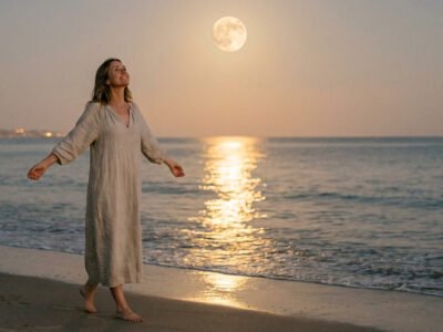 Jupiter in Cancer 2026 meaning and effects for all zodiac signs — abundant full moon over a calm ocean at night, expansive and warm cosmic energy
