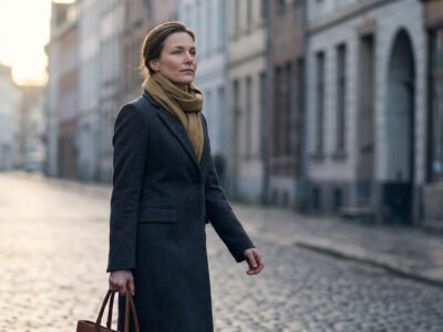 What happens when a Capricorn woman is done with you — woman in professional attire walking away down a city street, composed and resolved expression, cool morning light
