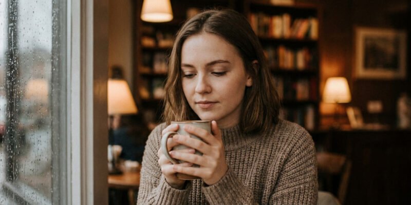 Why are Cancers so emotional and sensitive — Cancer zodiac woman looking thoughtfully out a rainy window with soft moody lighting