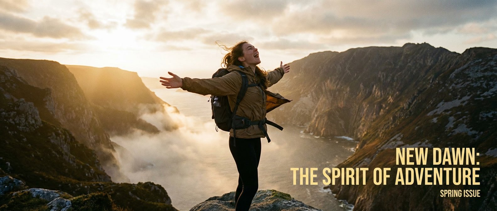 Aries season 2026 what it means for every zodiac sign — person standing at the edge of a cliff at sunrise, arms open, beginning energy, dramatic spring light